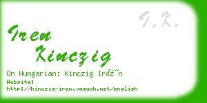 iren kinczig business card